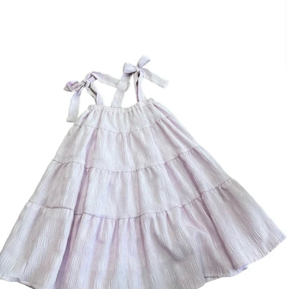 Lavender Tiered Dress with Bow Straps - Picture 1 of 3